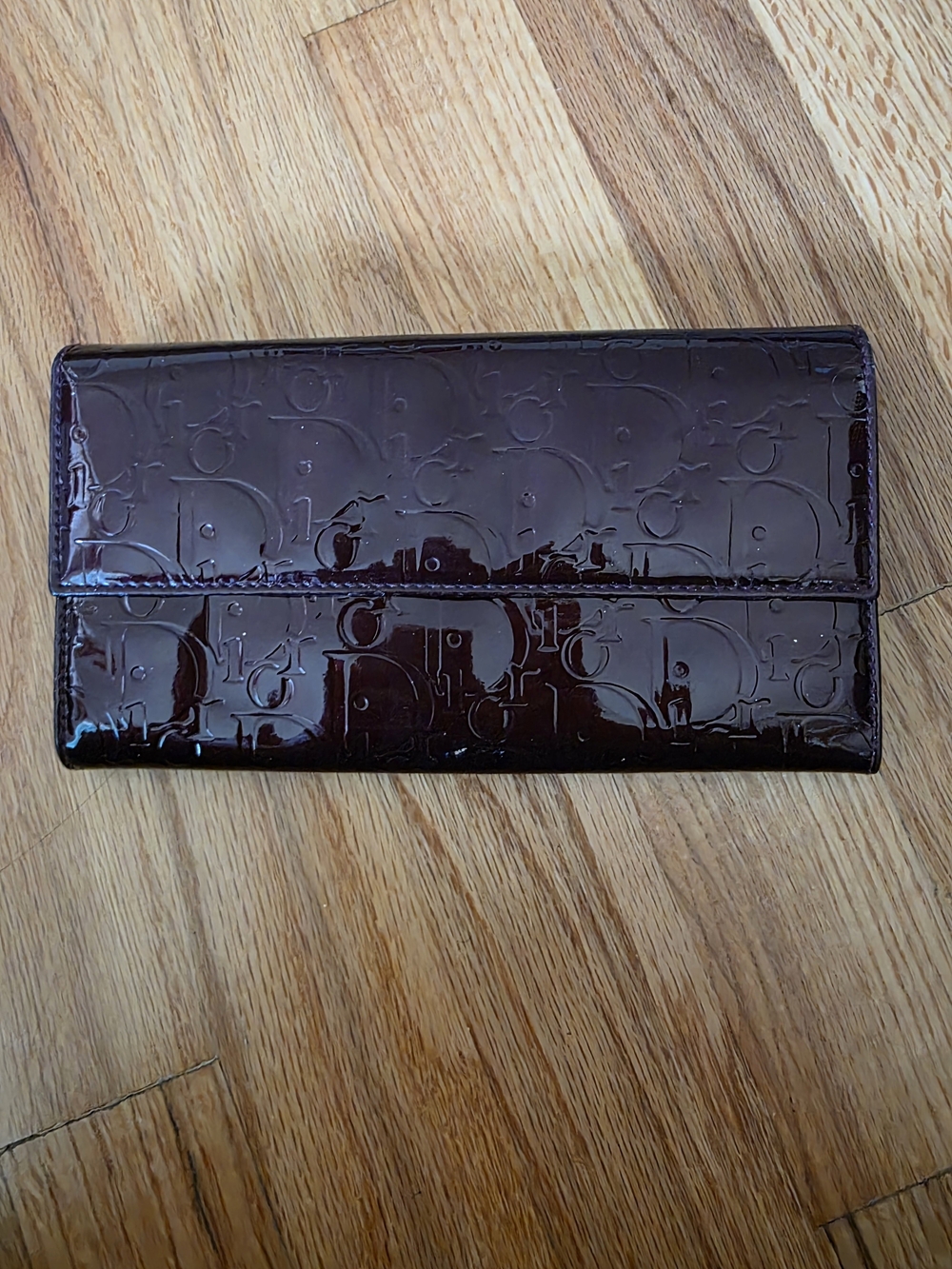 Dior Vernis Patent Leather Long Wallet - Dark Brown